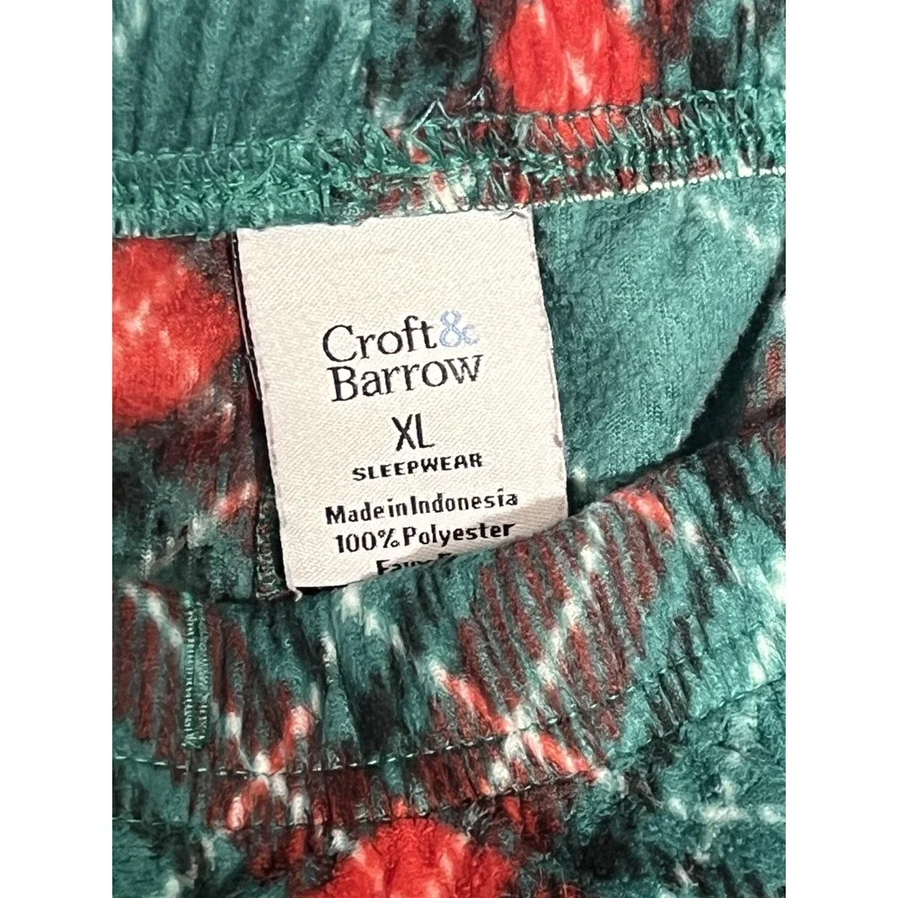 Croft‎ & Barrow Women's XL Plaid Fleece Pajama Lounge Pants Green Red Sleepwear